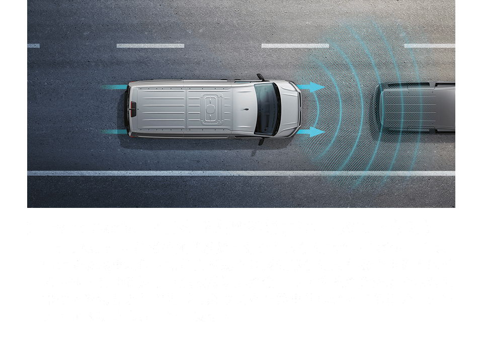 Front Assist 車前碰撞預警系統(含AEB 及行人偵測)
          Front Assist 車前碰撞預警系統，結合行人偵測功能，包含AEB自動輔助緊急煞車功能。當前方輔助雷達感測器偵測未在安全距離內的前方車輛，其距離過近且危險狀況即將發生時，系統將會施以警示聲和燈號，對駕駛進行警告並在必要時進行煞車的輔助，可偵測騎士與行人，大大提高市區中行車安全。