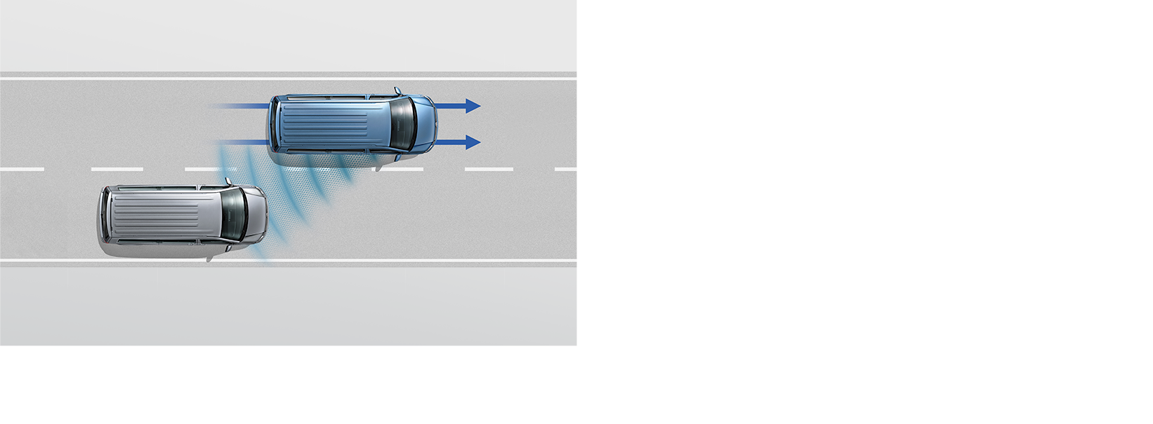 Side Assist 車側盲點警示系統
          後方雷達若於行進間偵測有車輛進入車側視覺盲區，將於後照鏡內側的燈號警示；若駕駛人執意撥打方向燈欲轉換車道，警示燈號將會閃爍以提醒駕駛人留意。